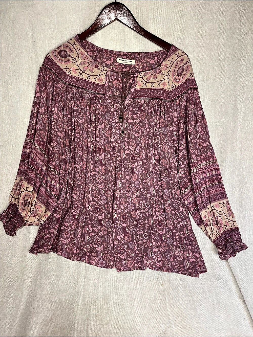 Spell & The Gypsy Collective Poinciana Blouse Floral Purple & Pink XS
